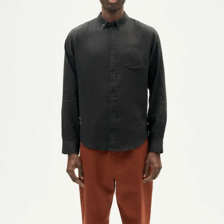 THINKING MU Hemp Ant Shirt in Black