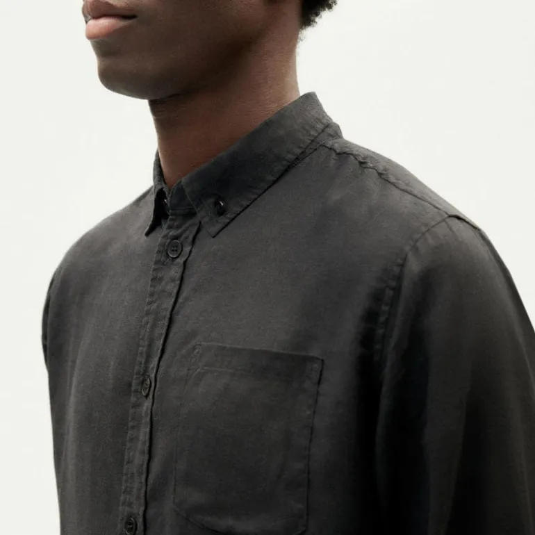 THINKING MU Hemp Ant Shirt in Black