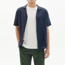 THINKING MU Hemp Jules Shirt in Navy