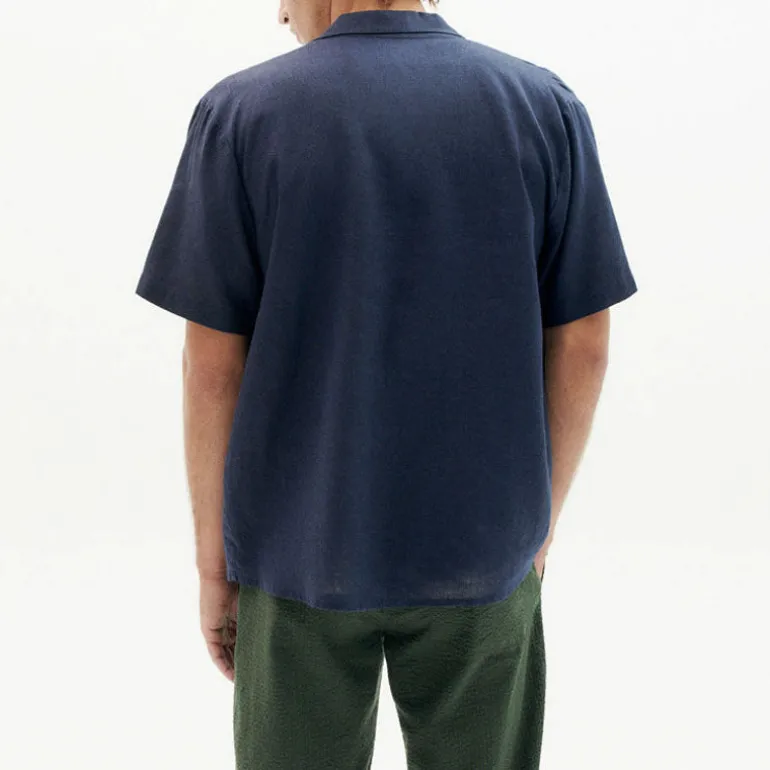 THINKING MU Hemp Jules Shirt in Navy