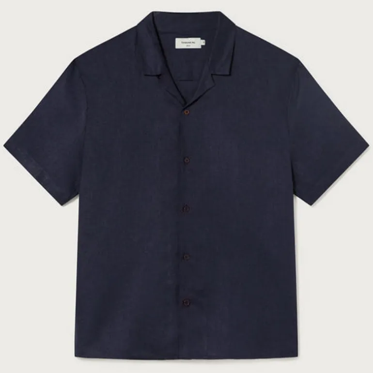 THINKING MU Hemp Jules Shirt in Navy