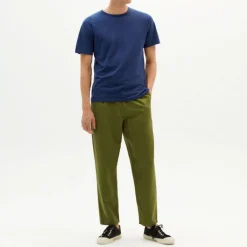 THINKING MU Hemp T Shirt in Blue Night