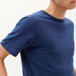 THINKING MU Hemp T Shirt in Blue Night