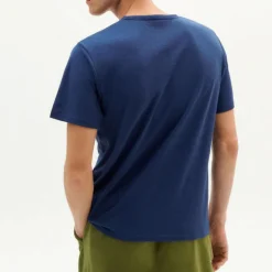 THINKING MU Hemp T Shirt in Blue Night