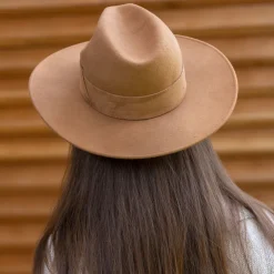 TRAVAUX EN COURS Fedora Wide Brim Hat in Camel