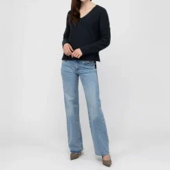VAN KUKIL Adalyn V Neck Jumper in Ebony Shadow