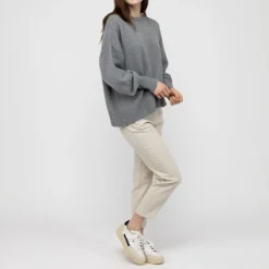 VAN KUKIL Hazel Slouch Side Split Jumper in Derby Grey