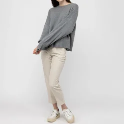 VAN KUKIL Hazel Slouch Side Split Jumper in Derby Grey