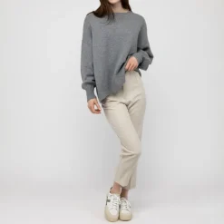 VAN KUKIL Hazel Slouch Side Split Jumper in Derby Grey