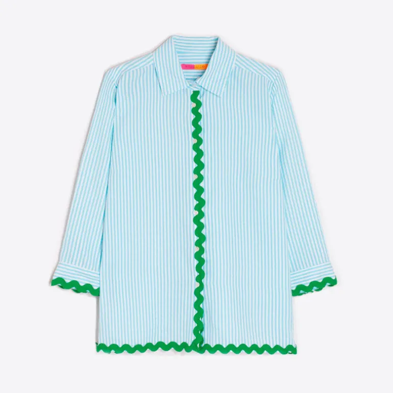VILAGALLO Alicia Shirt in Turquoise