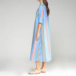 VILAGALLO Izzy Dress in Seersucker Blue