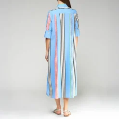 VILAGALLO Izzy Dress in Seersucker Blue