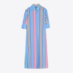 VILAGALLO Izzy Dress in Seersucker Blue