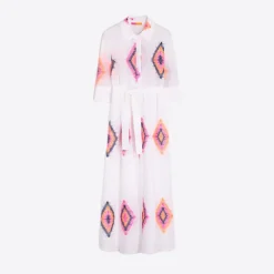 VILAGALLO Natalia Dress in Large Ikat Print