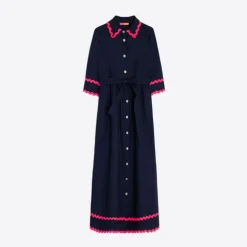 VILAGALLO Natalia Dress in Navy