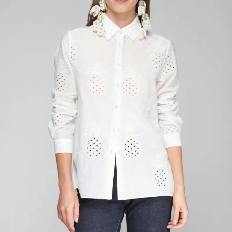 VILAGALLO Tia Pineapple Shirt in White