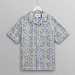 WAX LONDON Didcot Shirt in Pale Blue/Ecru