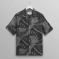 WAX LONDON Didcot Shirt in Navy/Ecru
