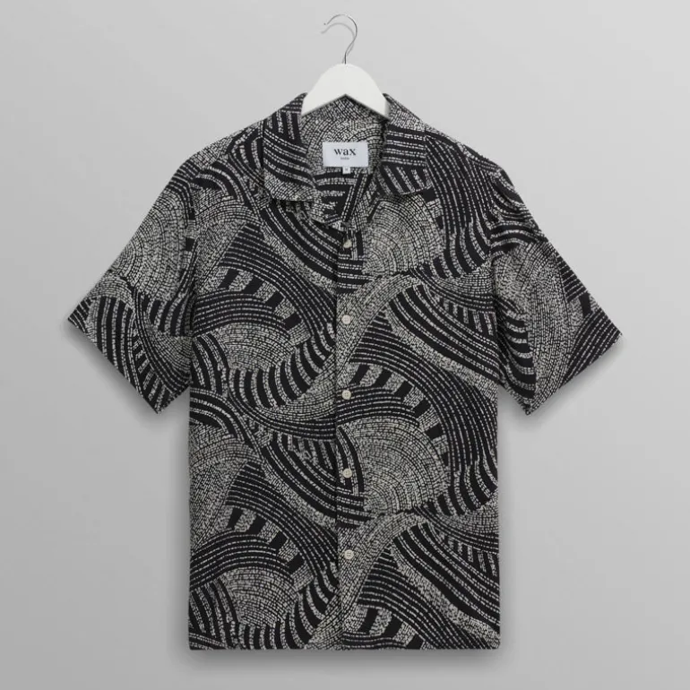 WAX LONDON Didcot Shirt in Navy/Ecru