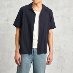 WAX LONDON Didcot Shirt in Navy