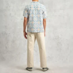 WAX LONDON Didcot Shirt in Pale Blue/Ecru