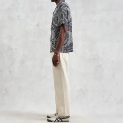 WAX LONDON Didcot Shirt in Navy/Ecru