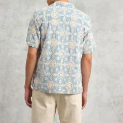 WAX LONDON Didcot Shirt in Pale Blue/Ecru