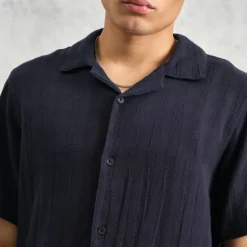 WAX LONDON Didcot Shirt in Navy