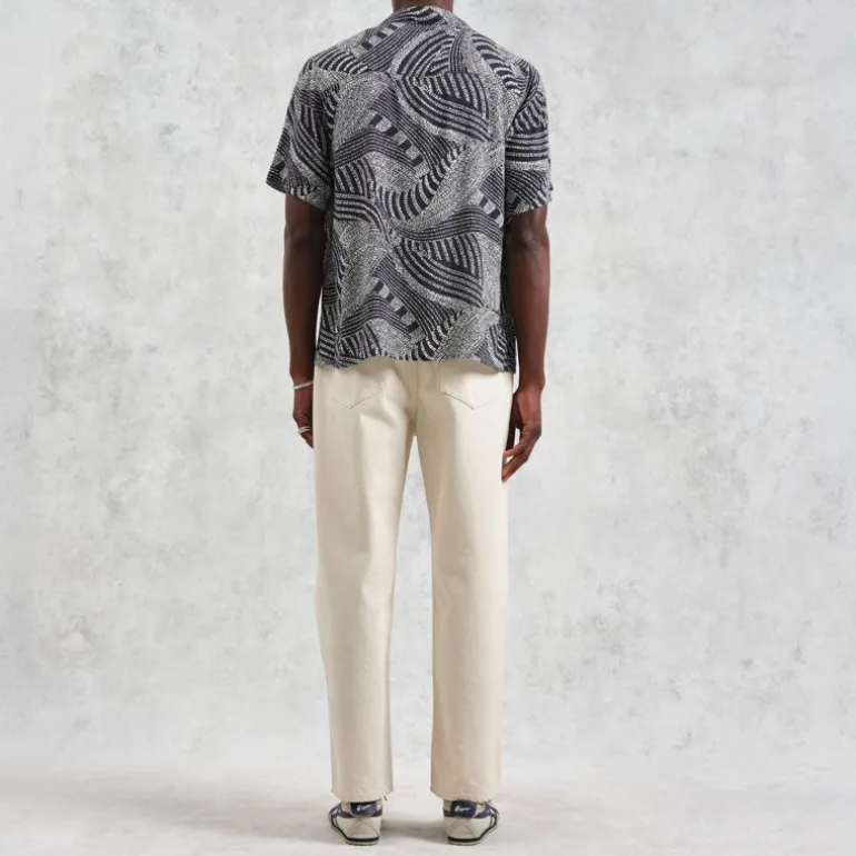 WAX LONDON Didcot Shirt in Navy/Ecru