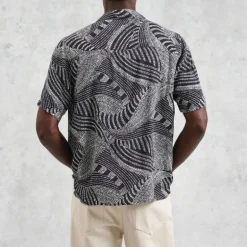 WAX LONDON Didcot Shirt in Navy/Ecru
