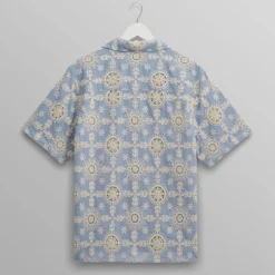 WAX LONDON Didcot Shirt in Pale Blue/Ecru