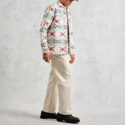 WAX LONDON Otto Overshirt in Ecru/Red