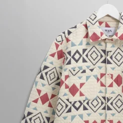 WAX LONDON Otto Overshirt in Ecru/Red