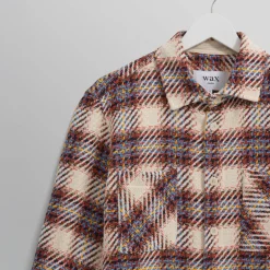WAX LONDON Whiting Overshirt in Ecru/Multi