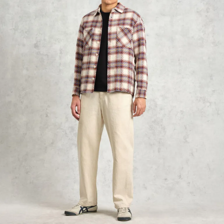 WAX LONDON Whiting Overshirt in Ecru/Multi