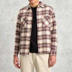 WAX LONDON Whiting Overshirt in Ecru/Multi