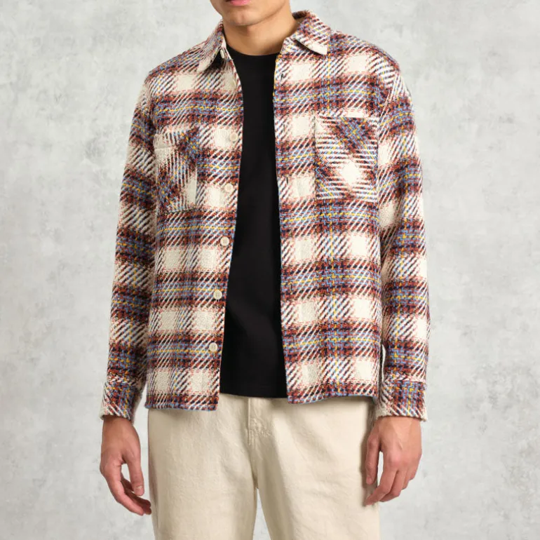 WAX LONDON Whiting Overshirt in Ecru/Multi