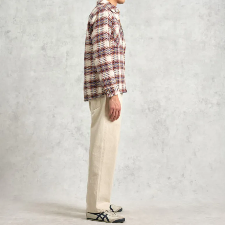 WAX LONDON Whiting Overshirt in Ecru/Multi