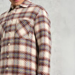 WAX LONDON Whiting Overshirt in Ecru/Multi