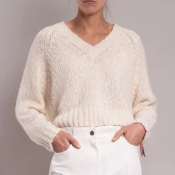 Weekend Max Mara Aloa V Neck Jumper in Ecru
