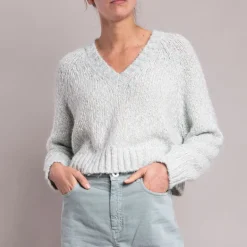 Weekend Max Mara Aloa V Neck Jumper in Pastel Green