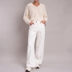 Weekend Max Mara Aloa V Neck Jumper in Ecru