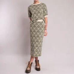 Weekend Max Mara Lena Jacquard Knit Skirt in Green