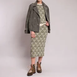Weekend Max Mara Lena Jacquard Knit Skirt in Green