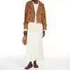 Weekend MaxMara Aia Fluid Satin Skirt in Ecru