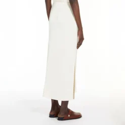 Weekend MaxMara Aia Fluid Satin Skirt in Ecru