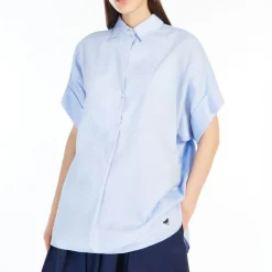Weekend MaxMara Brema Cotton Poplin Shirt in Light Blue