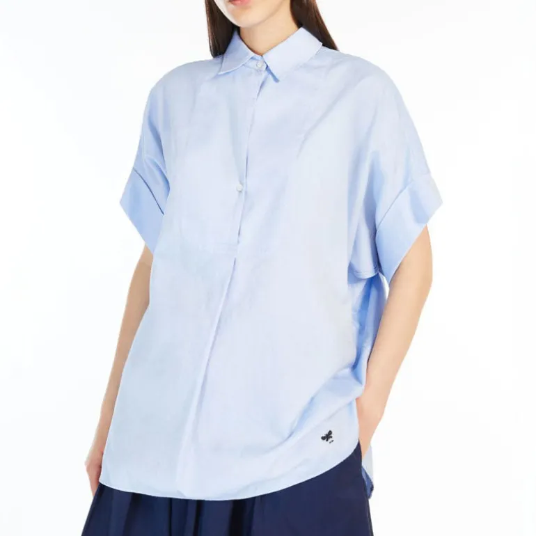 Weekend MaxMara Brema Cotton Poplin Shirt in Light Blue