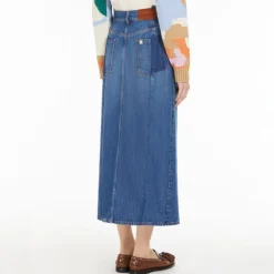 Weekend MaxMara Gesso Denim Midi Skirt in Navy Medium