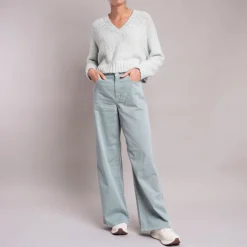 Weekend MaxMara Medina High Waisted Trousers in Pastel Green